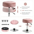 thumbnail image 7 of Vanity Stool, Vanity Chair for Makeup Room 360° Swivel Adjustable Stool, Round Ottoman Velvet Storage Makeup Chair with Removeable Tray for Living Room Bedroom (Pink), 7 of 7