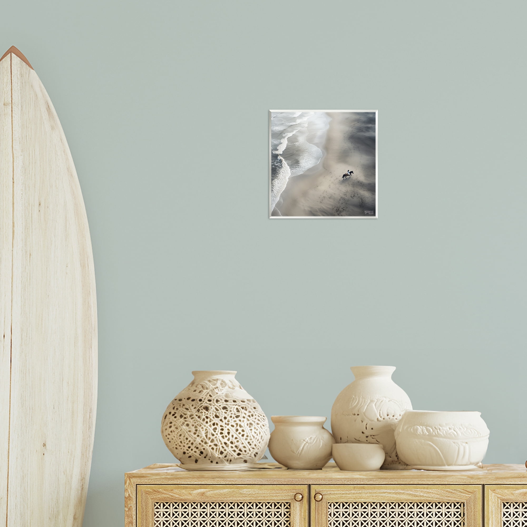 Stupell Industries Aerial Beach View Horse Nautical & Beach Painting Unframed Art Print Wall Art, 12 x 12