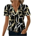 thumbnail image 1 of Camisetas de Manga Corta para Mujeres de Ajuste Suelto, Cuello en V de la Moda de Primavera / Verano Impreso Casual para la Oficina, la Fiesta Y Diario, 1 of 8