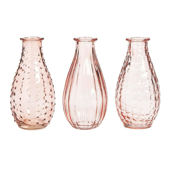 Pink Glass Bud Vase Asst (3Pc) - Home Decor - 3 Pieces