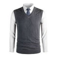 thumbnail image 2 of Mens Wool V Neck Knitted Sweater Vest Cardigan Color Block Casual Versatile Sleeveless Sweater Vest, 2 of 6