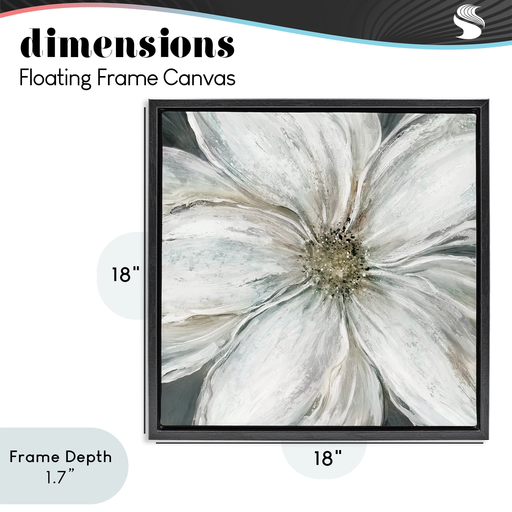 Stupell Industries Closeup Serene White Blossom Black Framed Floater Canvas Wall Art, design by Carol Robinson
