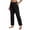 Black #109, variant on Cotton Linen Pants for Women Drawstring Casual High Waisted Pull On Straight Leg Trousers with Pockets Beige M