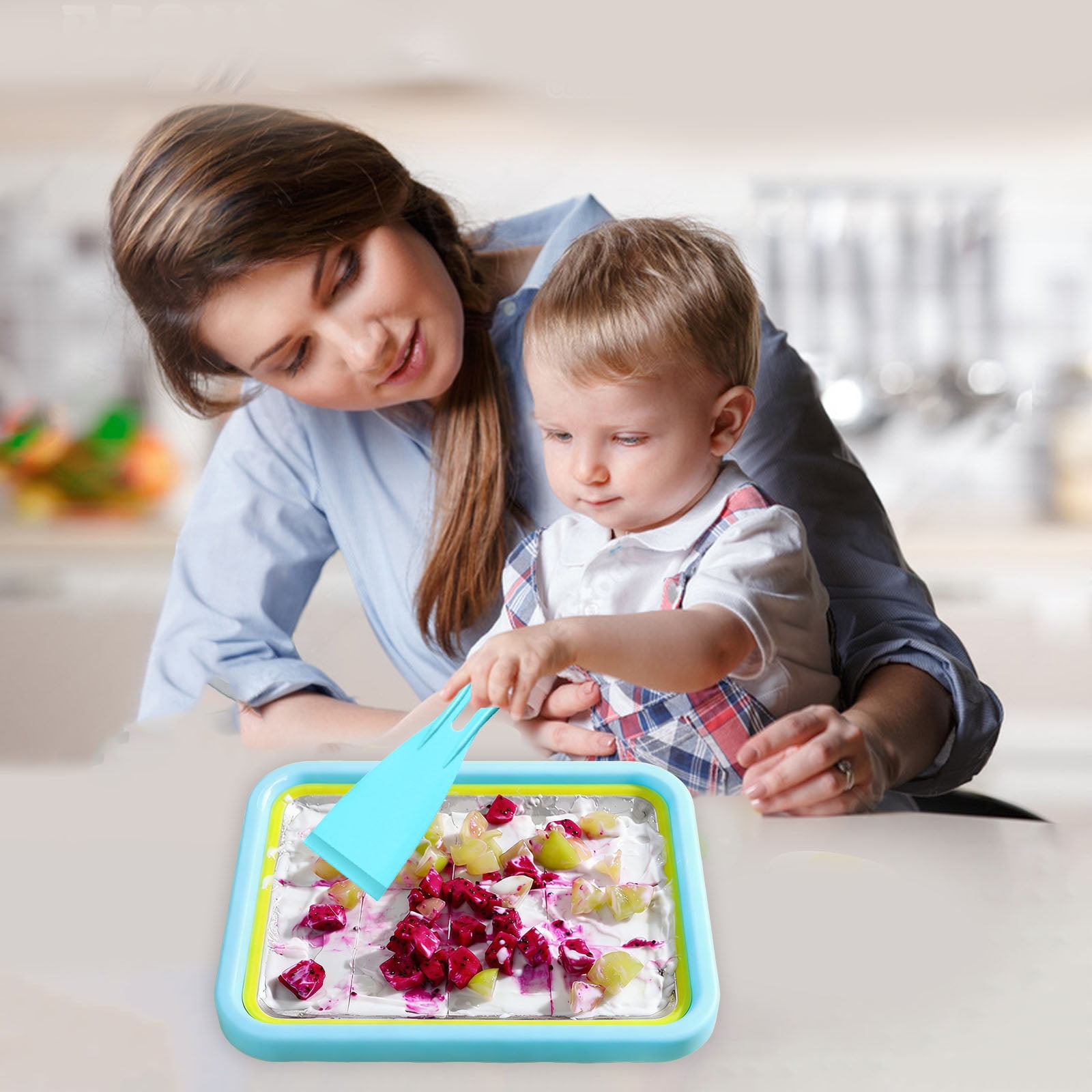 Rolled Ice Cream Maker - Freeze Plate with 2 Scrapers for Home Dessert Lovers and Party