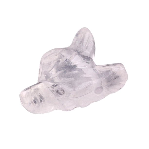 Adorno de piedra con forma de cabeza de lobo, escultura de paisaje en miniatura, textura de cristal y diseño pulido, cuentas decorativas para pulseras y llaveros DIY.