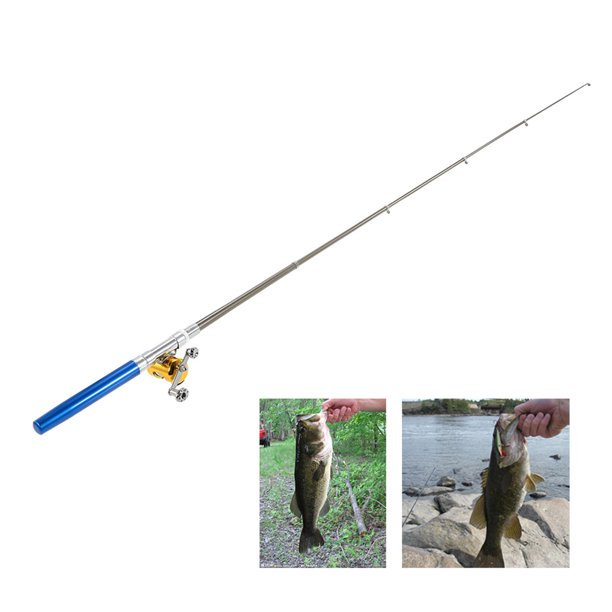 Caña de Pesca Broz de Carrete Combinación Combinación Mini Telescópico Policita Polo Polo de Pesca + Reel Accesorios de Pesca de Aleación de Aluminio