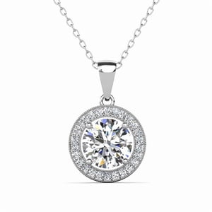 Cate & Chloe Blake 18k White Gold Plated Halo Necklace