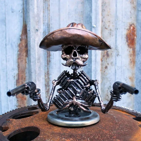 Peggybuy Vintage Gunner Statue Resin Skull Figurine Car Hood Ornament Auto Exterior Parts