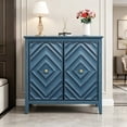 thumbnail image 3 of Shaiailed 31.5" Geometric Embossed Blue Sideboard Buffet Cabinet,2 Door Accent Cabinet with Adjustable Shelves,Matte Vintage Finish Small Sideboard Buffet Cabinet for Living Room, 3 of 10