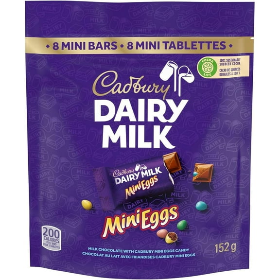 Cadbury Dairy Milk Mini Eggs Chocolate, 8 Mini Bars, 152g/5.3 oz