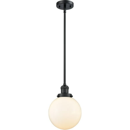 

Matte Black Tone Mini Pendants 8 Wide Matte White Cased Glass Steel/Cast Brass/Glass Medium Base LED 1 Light Fixture