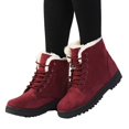 thumbnail image 3 of EKVAHL Women's Lace‑Up Winter Snow Boots, Faux Suede Walking Boots, Non‑Slip Cold Weather Outdoor Flat Casual Boots Red, 3 of 4
