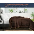 thumbnail image 2 of King Comforter Solid Chocolate 300 GSM Plush Siliconized Microfiber Fill Duvet Insert Box Stiched Quilted Fluffy Soft 600 TC Egyptian Cotton Shell with Piping & Pillowcases, 2 of 8
