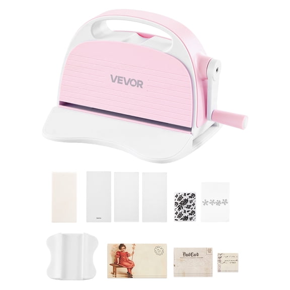VEVOR Manual Die Cutting and Embossing Machine, 3" Opening, Portable Die Cut Machine Set with Cutting Dies, Embossing Folders, Paper Sheets, Cutting Plates, for Scrapbooking, Card Making, Crafting