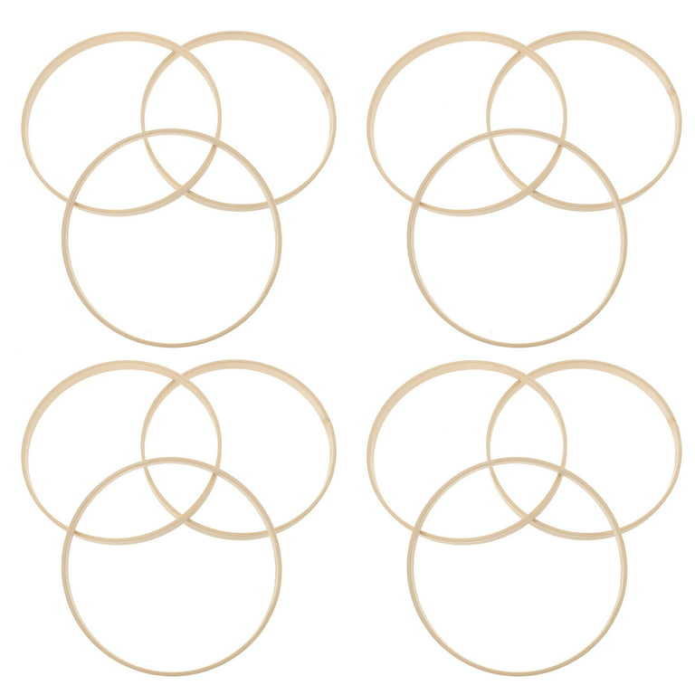 12 Pack Wooden Bamboo Floral Hoop Large Wooden Wreath Hoop Craft Rings Bamboo Circles Macrame Hoops Rings for DIY Dream Catcher, Wedding Wreath