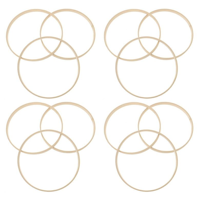 12 Pack Wooden Bamboo Floral Hoop Large Wooden Wreath Hoop Craft Rings Bamboo Circles Macrame Hoops Rings for DIY Dream Catcher, Wedding Wreath