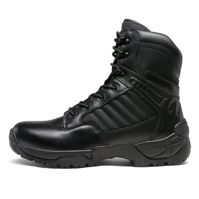 NORTIV8 Men's Military Tactical Work Boots Side Zipper Leather