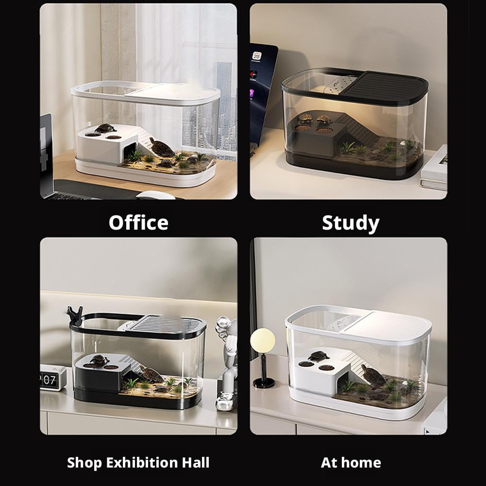 Turtle Tank Ecological Landscape Habitat, Small Luxury Terrapin Villa with Basking Platform, Drainable Breeding Tank for Red Eared Slider