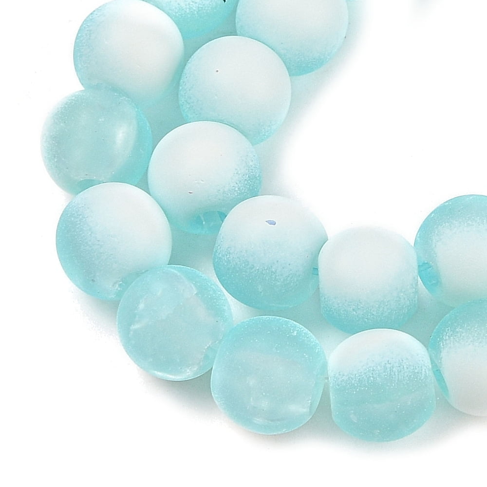 20Strand Frosted Crackle Glass Beads Strands Rondelle Pale Turquoise 6x5.5mm Hole: 1mm about 145pcs/strand 31.10''(79cm)