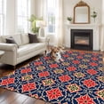 thumbnail image 2 of 6'x9' Area Rugs, Red Navy Blue Indoor Outdoor Area Rug for Living Room Bedroom, Morocco Modern Geometric Ethnic Art Washable Bathroom Rugs Kitchen Floor Carpet Mats Home Decor Aesthetic, 2 of 8