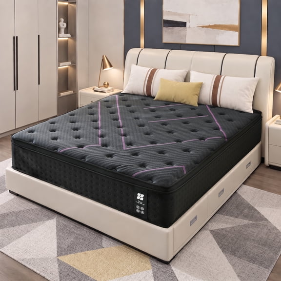Zoopower 12 inch Queen Mattress, Medium Firm Cooling Queen Size Hybrid Mattress in a Box with Gel Memory Foam, Pocket Spring, Edge Support, for Back Pain