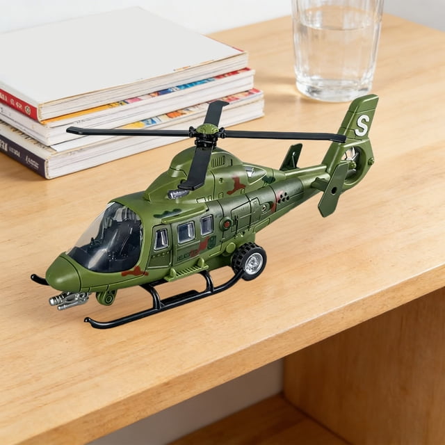 Helicóptero de juguete para niños, avión de transporte de simulación, modelo militar, efectos de sonido e iluminación, helicóptero de juguete de plástico para niños.