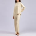 thumbnail image 5 of Two Piece Summer Outfit Womens Summer Outfit Clothing Set Female Round Neck Sleeveless Tops Pants Sets Trousers Pant Style S_508 Women's Tracksuits Beige One Size, 5 of 5