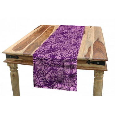 Floral Table Runner, Monochrome Intricate Colorful Vibrant Colors Petal Rhythmic Illustration, Dining Room Kitchen Rectangular Runner, 3 Sizes, by Ambesonne