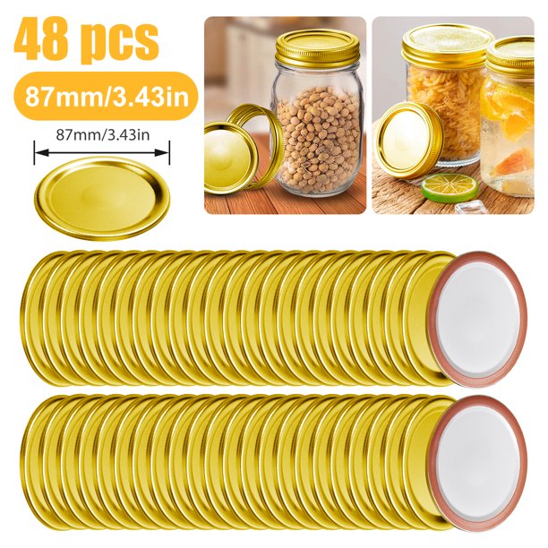 EEEkit 24/48pcs Wide Mouth Canning Jar Lids for Mason Jars, Reusable