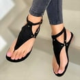 thumbnail image 4 of Puntoco Women Sandals Clearance，Women Flat Sandals Open Toe Beach Sandals Buckle Strap Flip Flops Shoes Black, 4 of 6