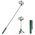 thumbnail image 1 of KOMI Selfie Stick Tripod with Fill Light, Extendable and Portable Stable Tripod Stand Holder with Detachable Wireless Remote Compatible with iPhone 15 for Selfies Video Recording Vlog, Green, 1 of 5