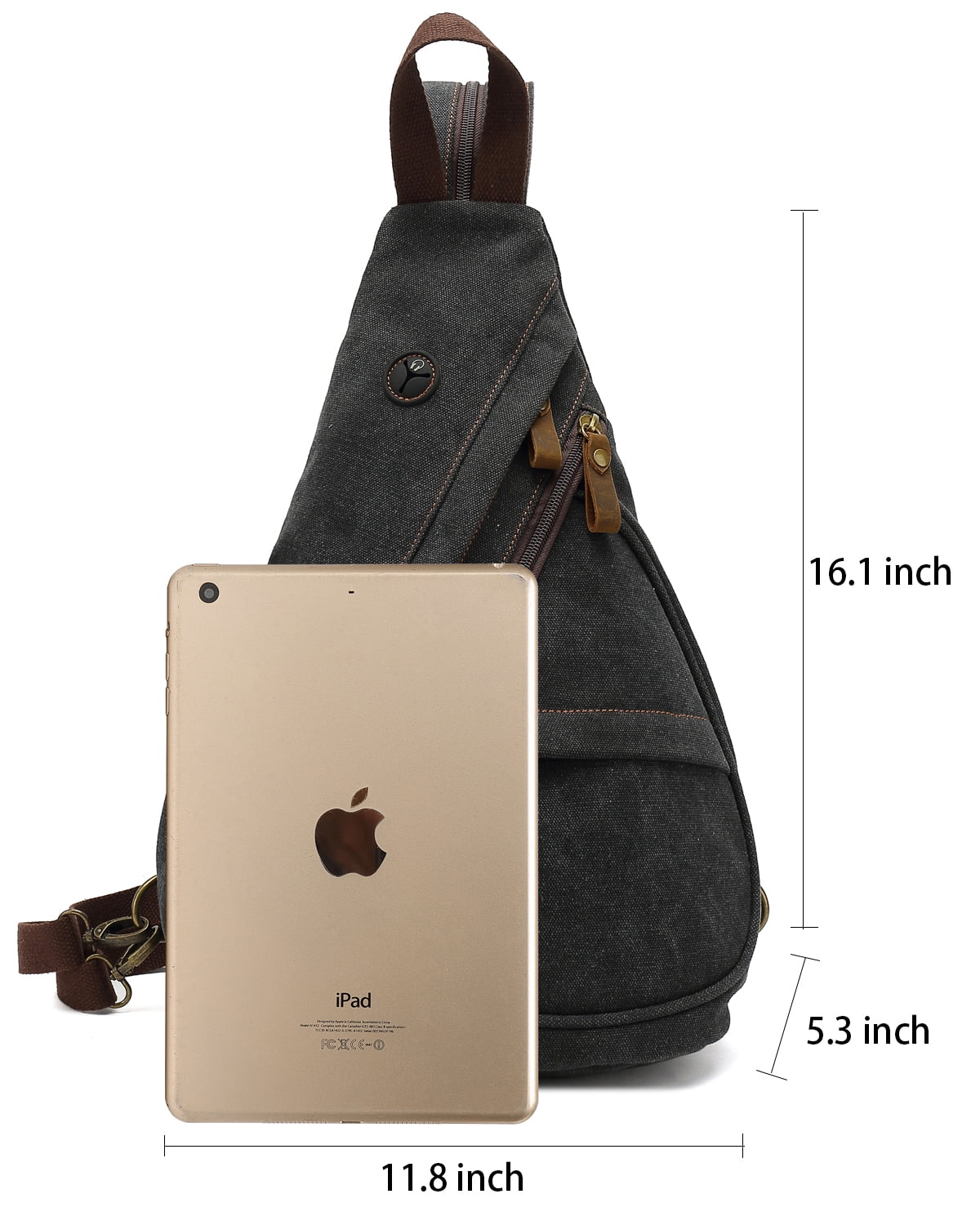 Egoelife Sling Bag Backpack Crossbody Shoulder Chest Bag for Men Women Vintage Canvas Daypack Multipurpose - Black