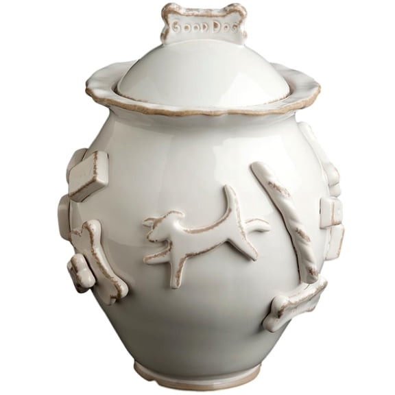 Carmel Ceramica Dog Treat Jar French White