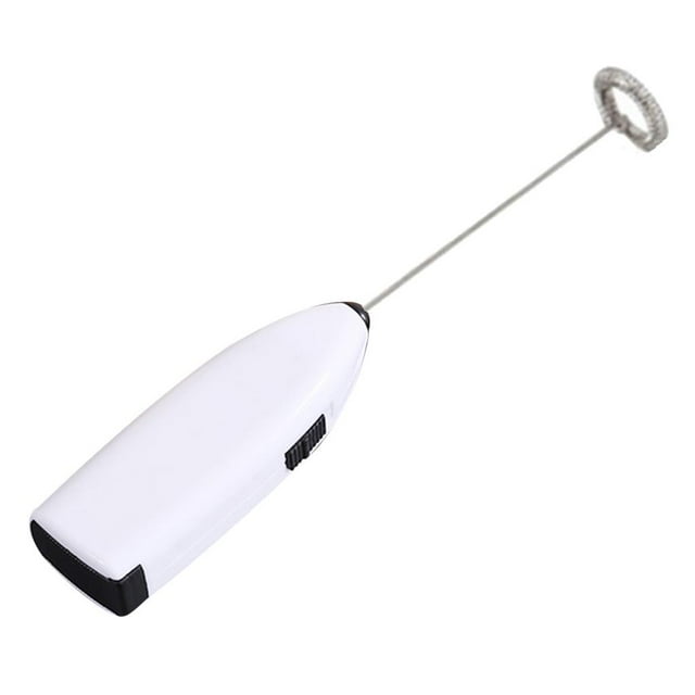 Batidora de huevos eléctrica de acero inoxidable para batir huevos y bebidas. Accesorio manual. Blanco