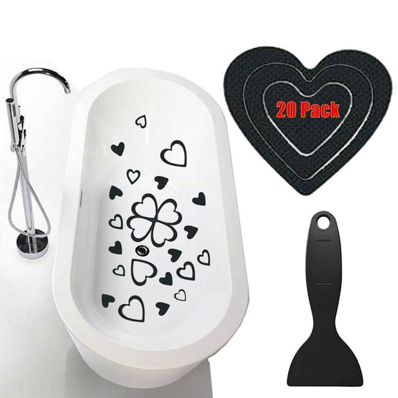 iPstyle 20-Piece Black Adhesive Safety Stickers Non-Slip Bath Appliques
