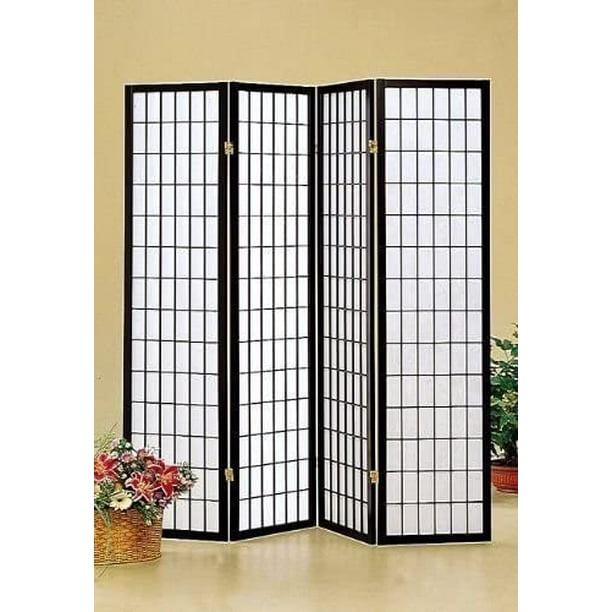 Japan Oriental Square Style 4 Panel Black Shoji Screen/room Divider