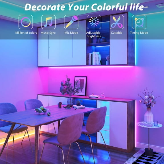 Led Lights for Bedroom 250ft (2 Rolls of 125ft) Color Changing RGB Led Strip Lights with 60 Keys Remote and App Control, Music Sync Led Lights for Room Kitchen Party Home Decor