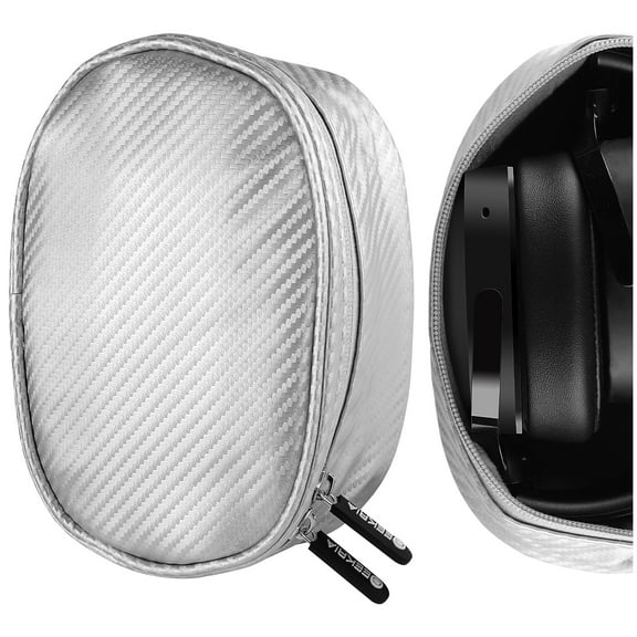 Geekria Headphones Pouch Compatible with Sennheiser, JBL, Skullcandy, Soundcore Headphones Case, Replacement Protective Travel Carrying Bag with Cable Storage (Silver)