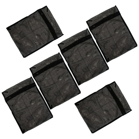 KALLORY 6Pcs Black Mesh Laundry Bags with for Washing Machine Use and Travel Camping