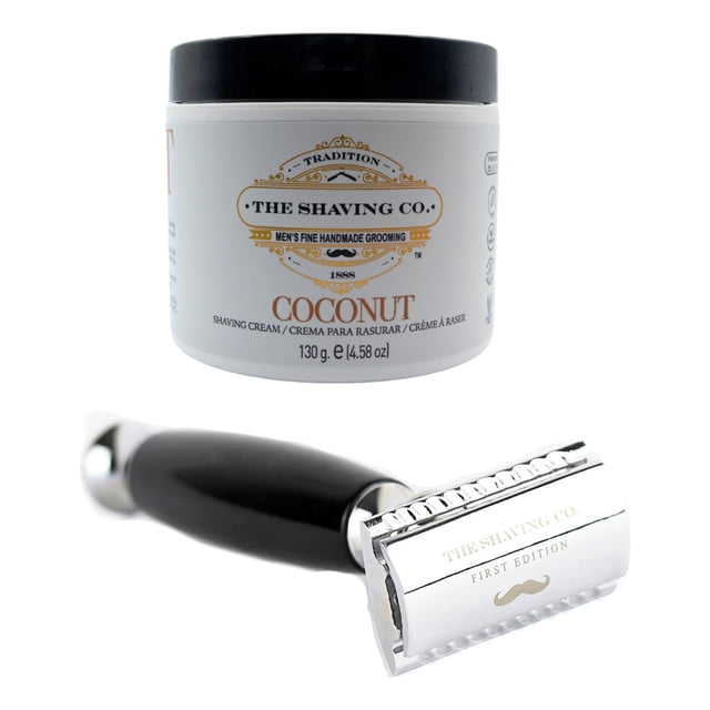 The Shaving Co Kit Crema De Afeitar Coco Y Rastrillo Negro amarillo 1