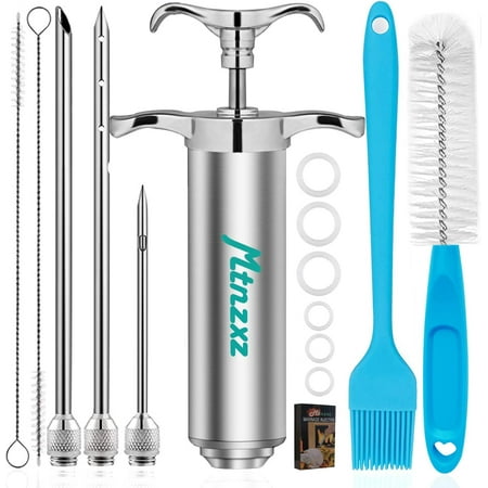 

Marinade Injector Syringe and Brushes Set Meat Injector Syringe with 3 Professional Marinade Injector Needles
