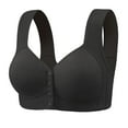 thumbnail image 2 of REORIAFEE Woman Bras Front Closure Wireless Back Support Slightly Padded Gathered Daily Bra Wirefree Bras Comfy Corset Bra Wide Strap Bra Comfortable Breathable Brassiere Anti-Sagging Bra Black 44, 2 of 2