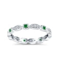 thumbnail image 2 of Full Eternity Stackable Band Ring Green Emerald CZ 925 Sterling Silver Size 4, 2 of 6