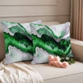 thumbnail image 2 of Teal Marble Outdoor Waterproof Pillow Covers, Farmhouse Contemporary Abstract Aesthetic Decorative Square Throw Pillowcase Sofa Cushion Sham for Patio/Couch/Chair, 20"x20" 2 Pack, 2 of 8
