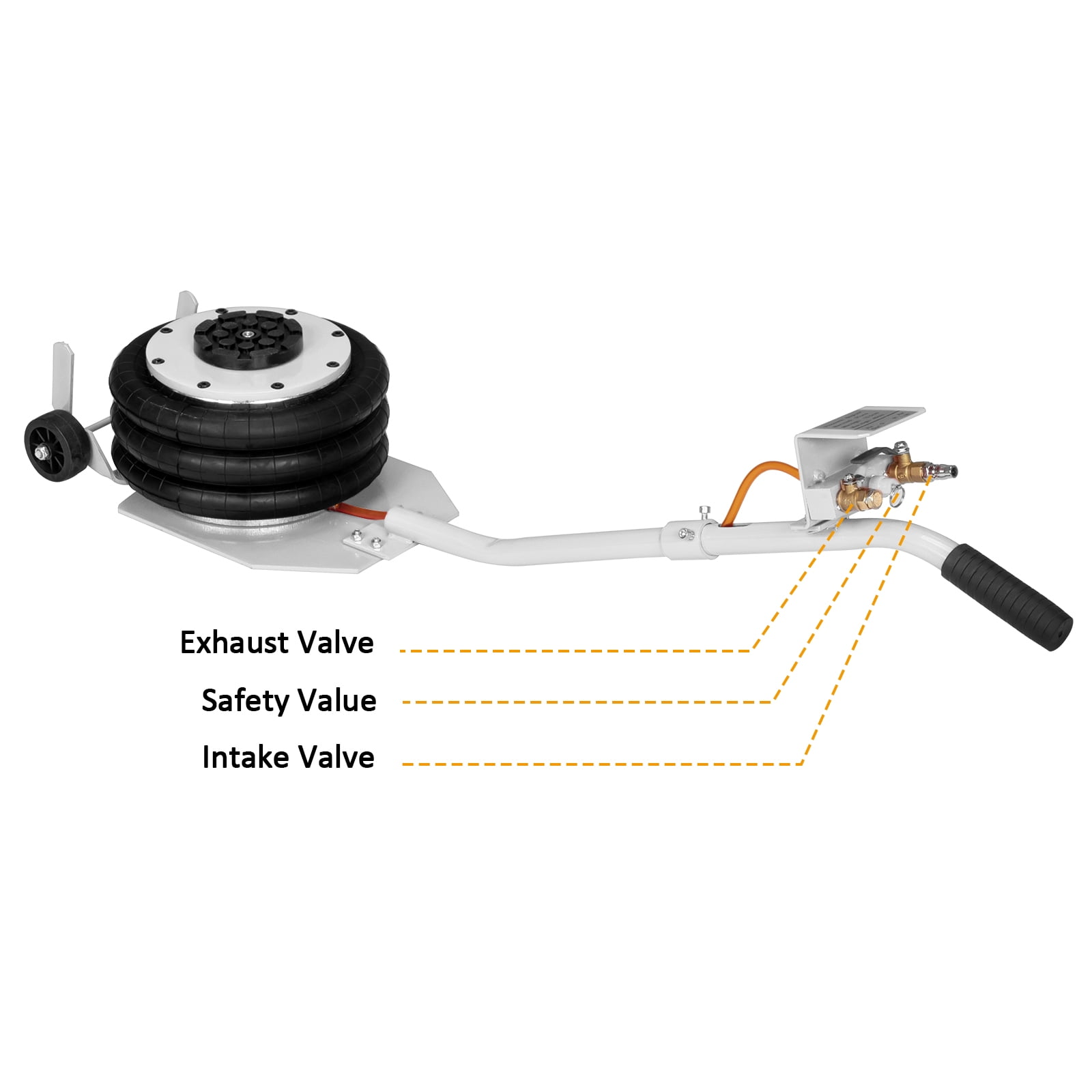 3T Round Handle AirBag Jack, White