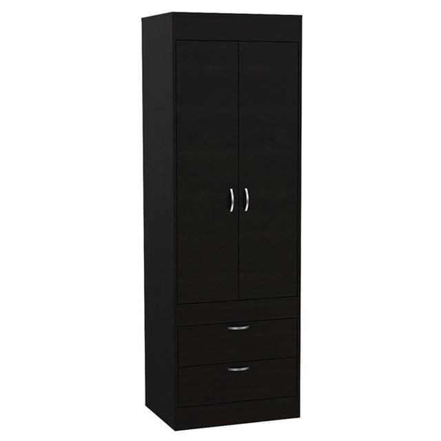 Bowery Hill Engineered Wood Black Armoire Rectangular Hanging Rod 70.4" Unassembled