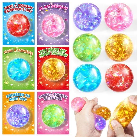 Tarjetas de San Valentín, paquete de 24, SpringFlower, con pelotas elásticas