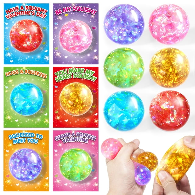Tarjetas de San Valentín, paquete de 24, SpringFlower, con pelotas elásticas