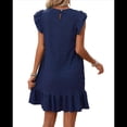 thumbnail image 3 of Vestidos de Verano para Mujer, Cuello Redondo, Corta, Dobladillo con Volantes, Vestido Mini Informal, Azul Oscuro, Talla S, 3 of 7