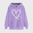 thumbnail image 2 of TRUBKH hoodies for women Fleece Sweatshirts womens long sleeve tops comfrt hoodie graphic hoodie Hooded Sweatshirt And Drawstring Featuring A Heart Shaped Printed Sweatshirt Purple S, 2 of 3